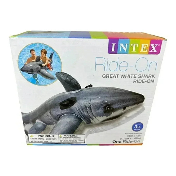 2014 Intex Great White Shark Ride-On, 68" X 42", for Ages 3+ SEALED NEW - Picture 2 of 6